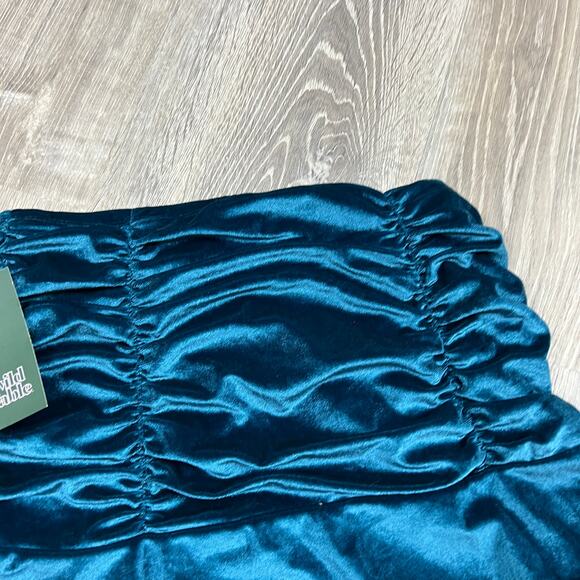 Wild Fable Women's Dark Teal Blue Ruched Tiered Mini Skirt - Size XS - NWT - Picture 4 of 6